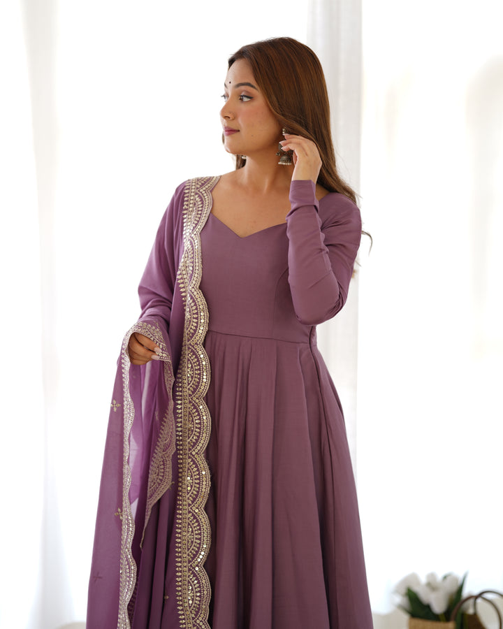 PURE CHANDERI FABRIC FULLY FLAIR ANARKALI SET