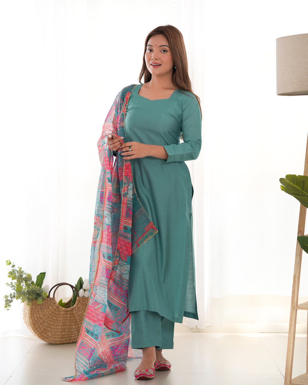 Summer Wear And Office Wear Pure Soft Heavy Viscose Straight Fit Kurta With Duppta Set