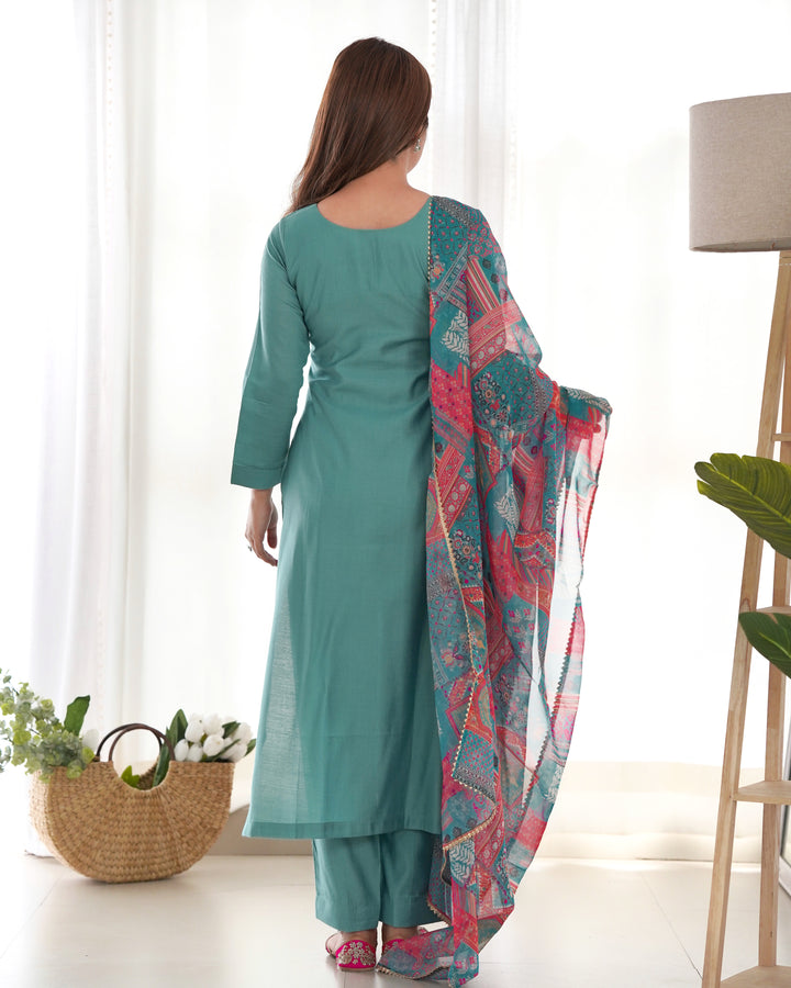 Summer Wear And Office Wear Pure Soft Heavy Viscose Straight Fit Kurta With Duppta Set