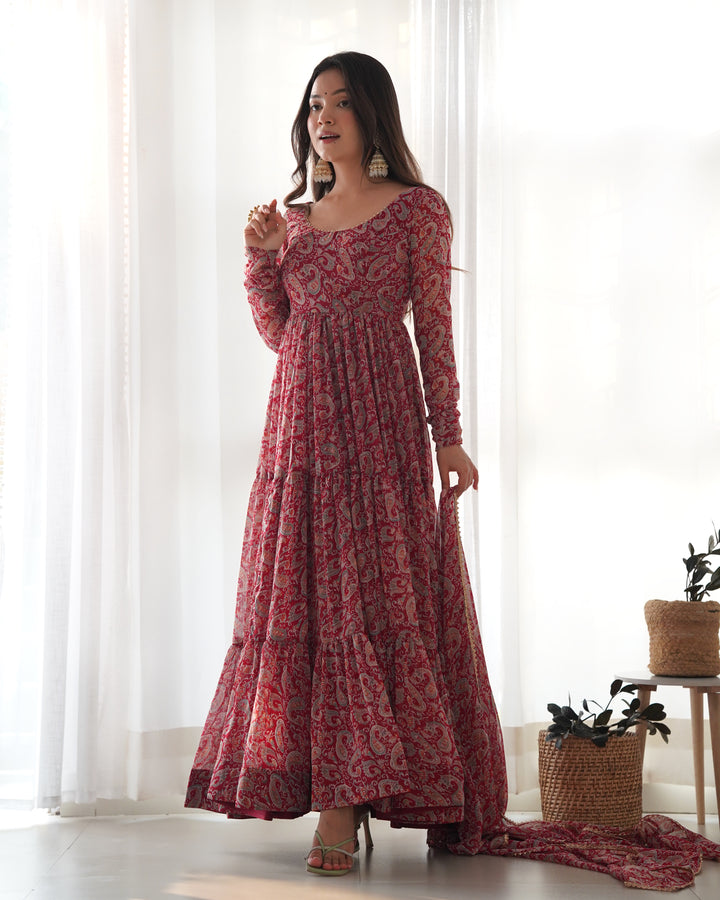 KALAMKARI PRINT FABRIC FULLY FLAIR ANARKALI SET