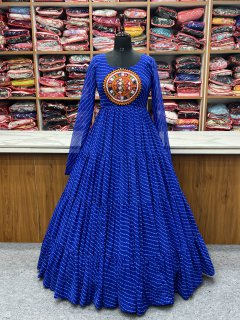 Navaratri LAHERIYA PRINT FABRIC FULLY FLAIR ANARKALI GOWN