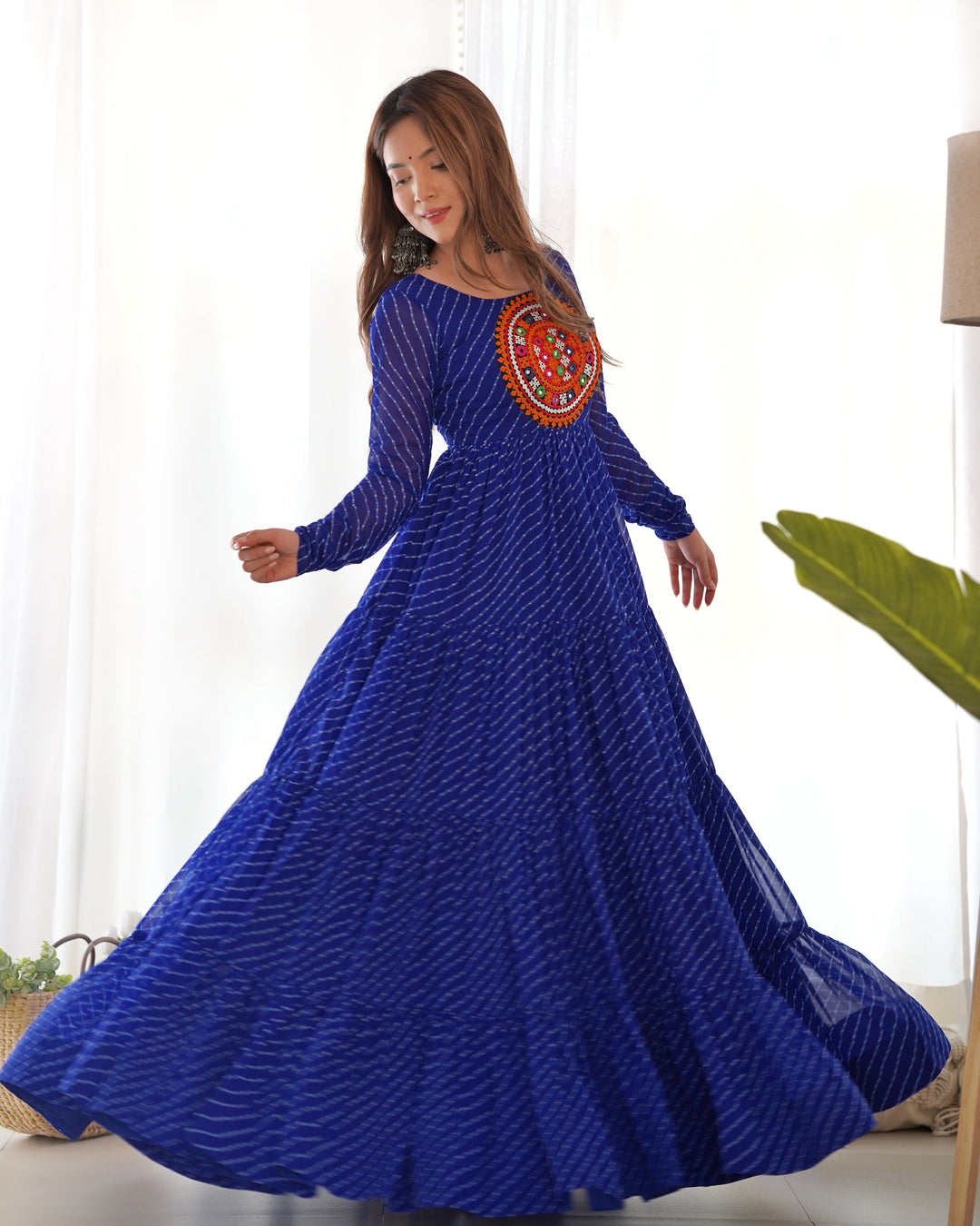 Navaratri LAHERIYA PRINT FABRIC FULLY FLAIR ANARKALI GOWN