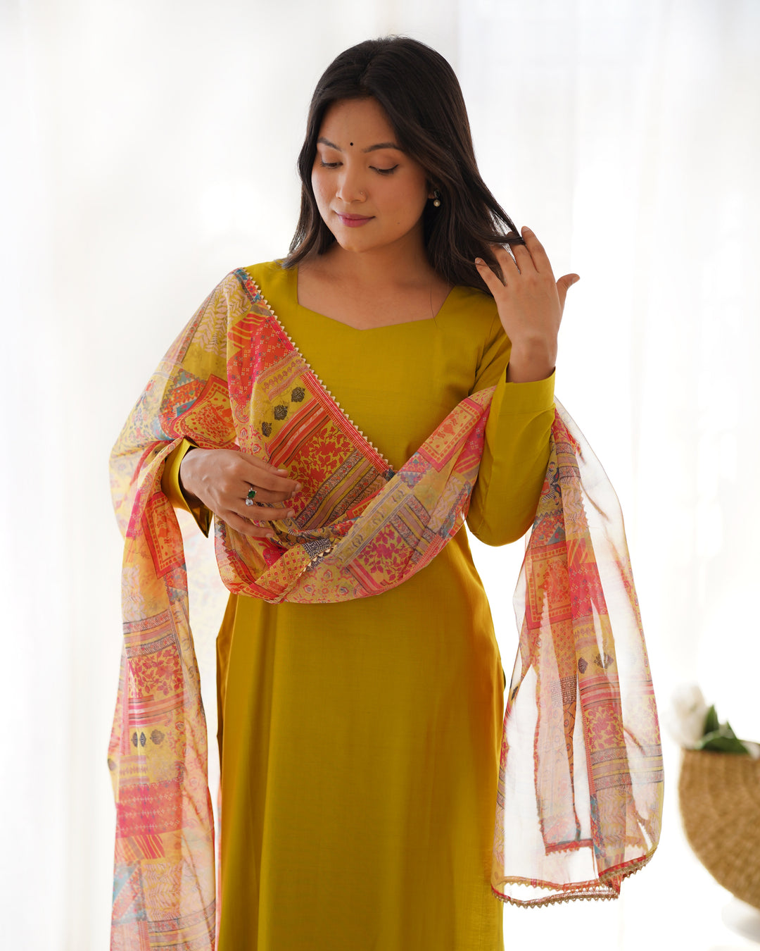 Summer Wear And Office Wear Pure Soft Heavy Viscose Straight Fit Kurta With Duppta Set