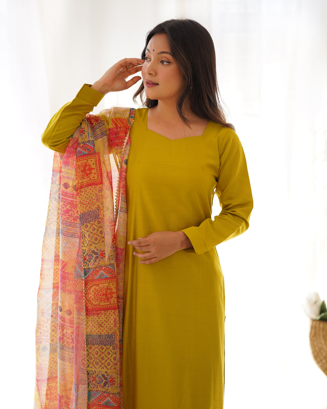 Summer Wear And Office Wear Pure Soft Heavy Viscose Straight Fit Kurta With Duppta Set