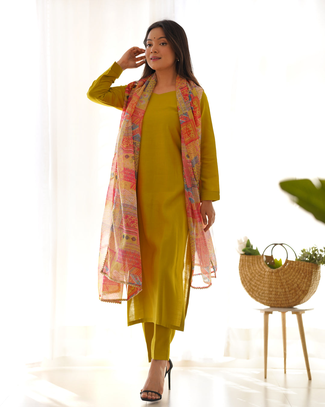 Summer Wear And Office Wear Pure Soft Heavy Viscose Straight Fit Kurta With Duppta Set