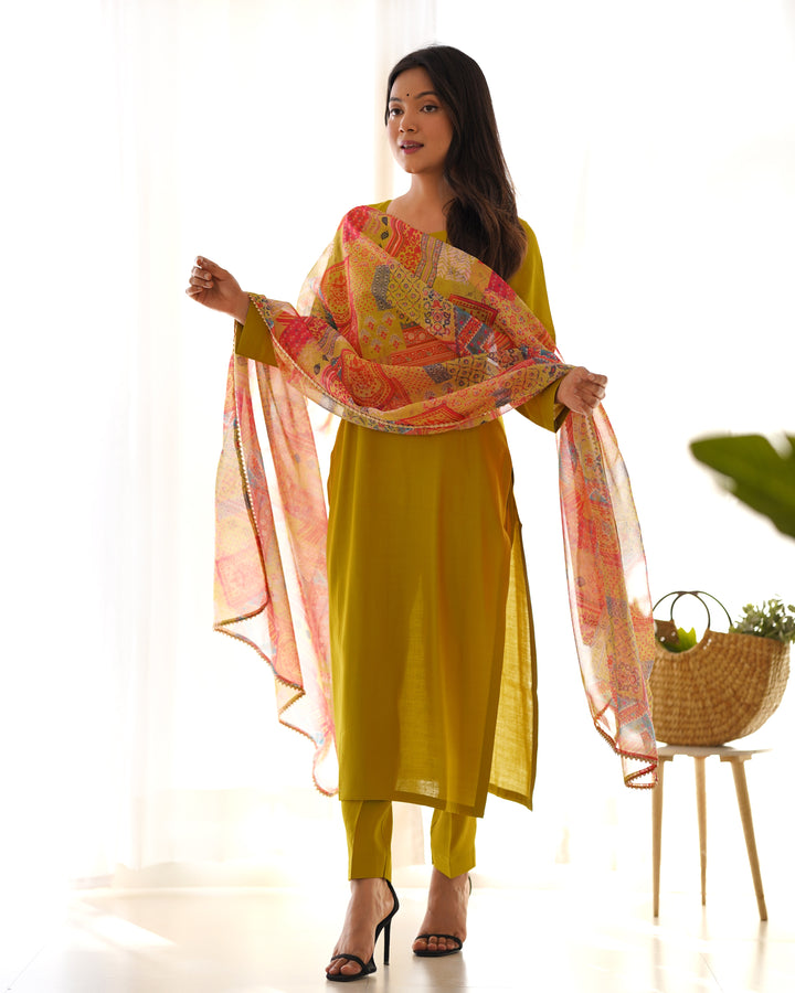 Summer Wear And Office Wear Pure Soft Heavy Viscose Straight Fit Kurta With Duppta Set