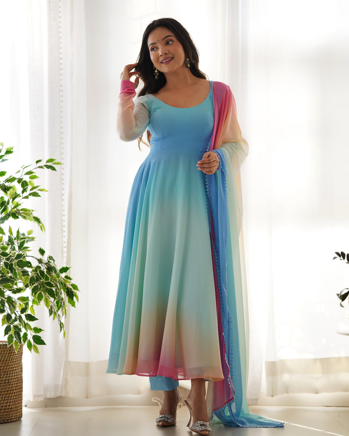 MOST TRENDY COLOURFULL ANARKALI SET