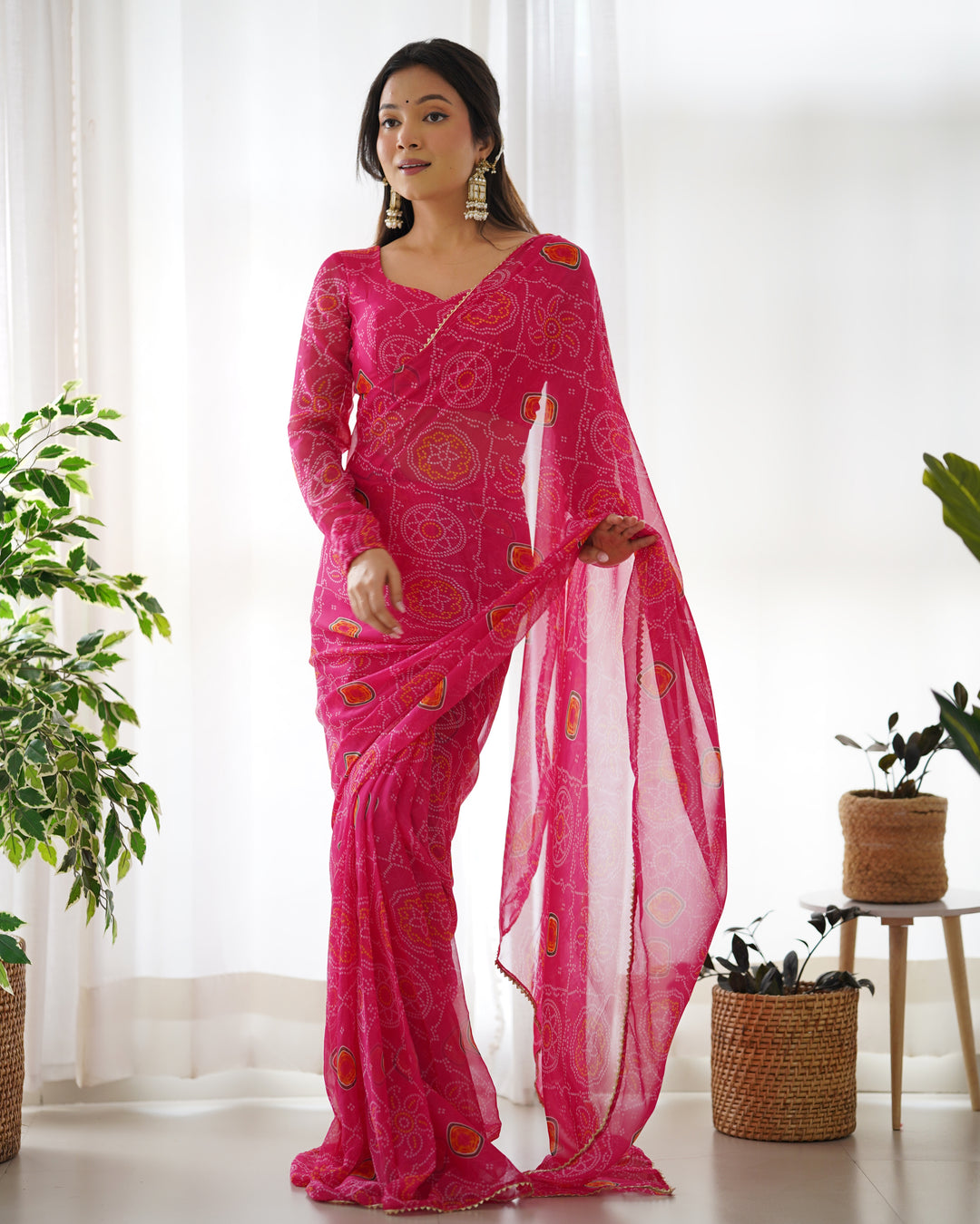 SOFT CHIFFON VERYLIGHT WEIGHT FABRIC,BOADER LACE WORK PREDRAPPED READY TO WEAR SAREE